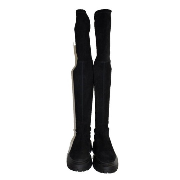 $1200 Stuart Weitzman Bedfordland SUEDE OVER THE KNEE LUG BLACK 7 B (PB24) - Picture 3 of 9
